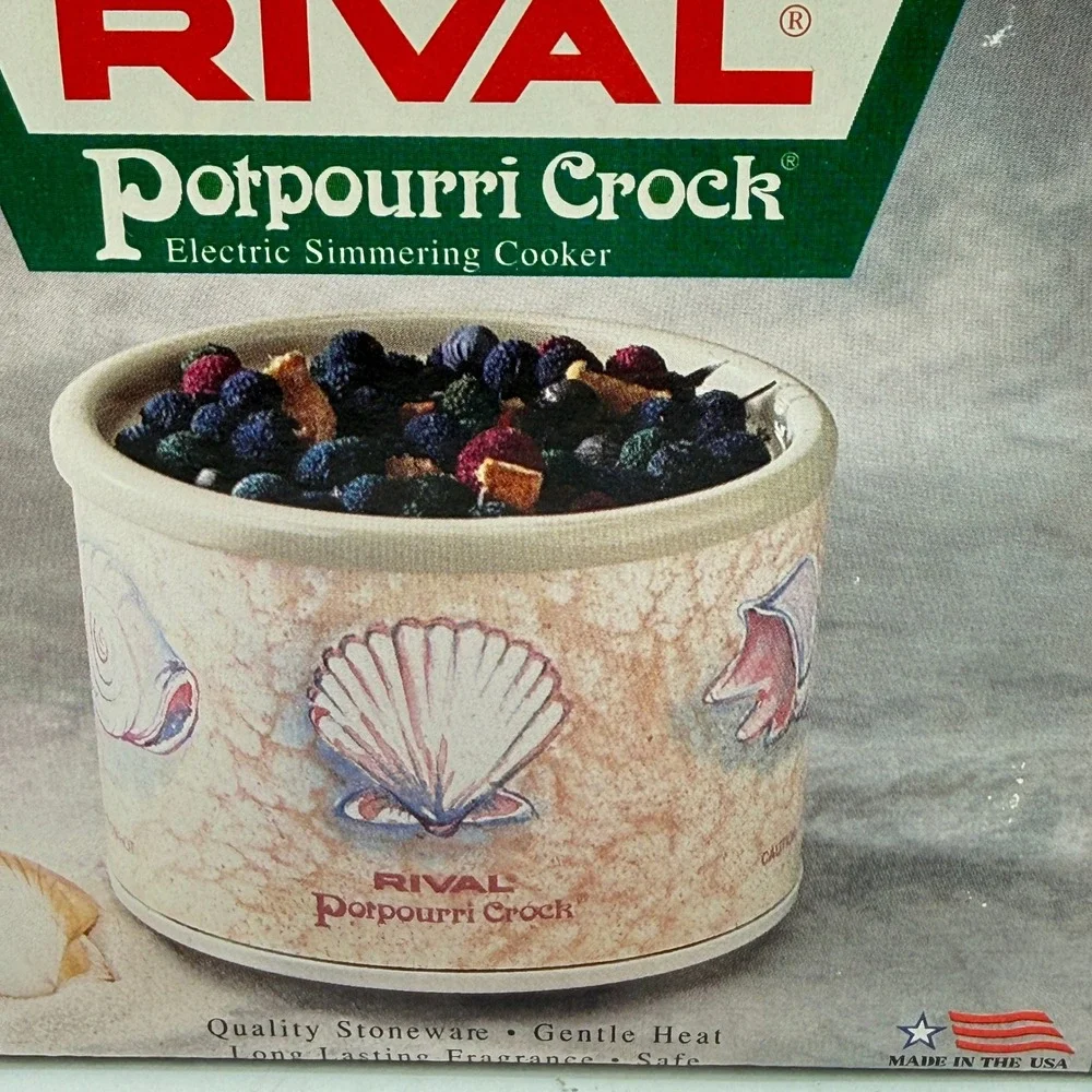 Rival Potpourri Crock Electric Simmering Cooker Beige Seashell Stoneware 3206SS